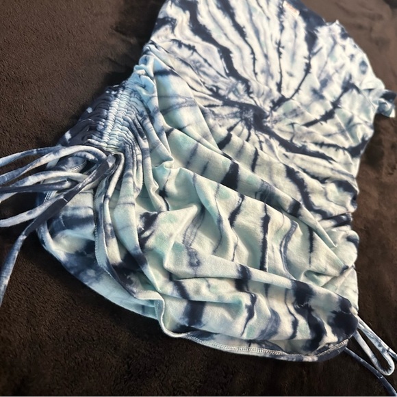 Victoria’s Secret PINK Blue Tie-Dye Ruched T-Shirt Y2K Style XS - Picture 3 of 12